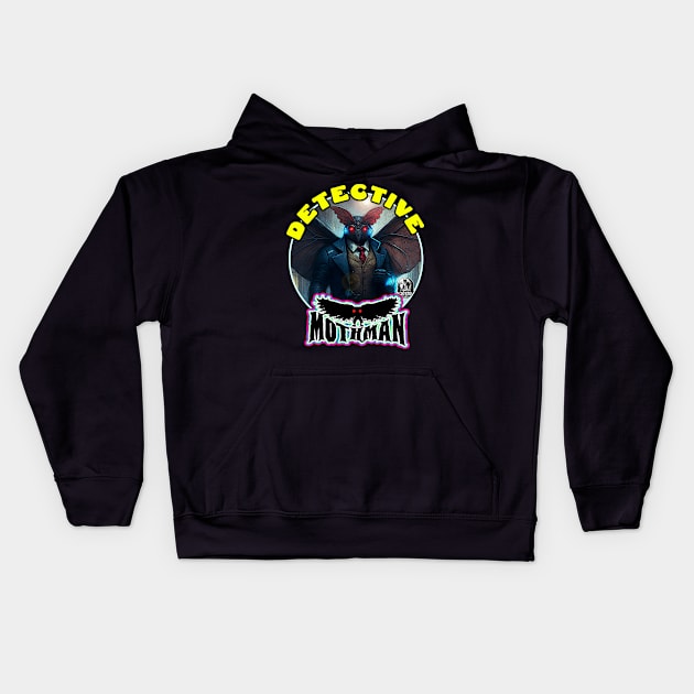 Detective Mothman Flying Humanoid Moth Crime Fighter Monster 2 Kids Hoodie by National Cryptid Society